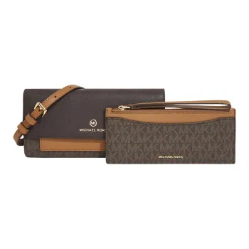 MICHAEL KORS PVC Shoulder Bag Crossbody Bag Clutch Wallet Small Size Women's Brown