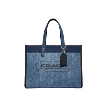 COACH Field Canvas Canvas Bag Tote Bag Crossbody Bag Handbag Large Size Women's Denim Blue