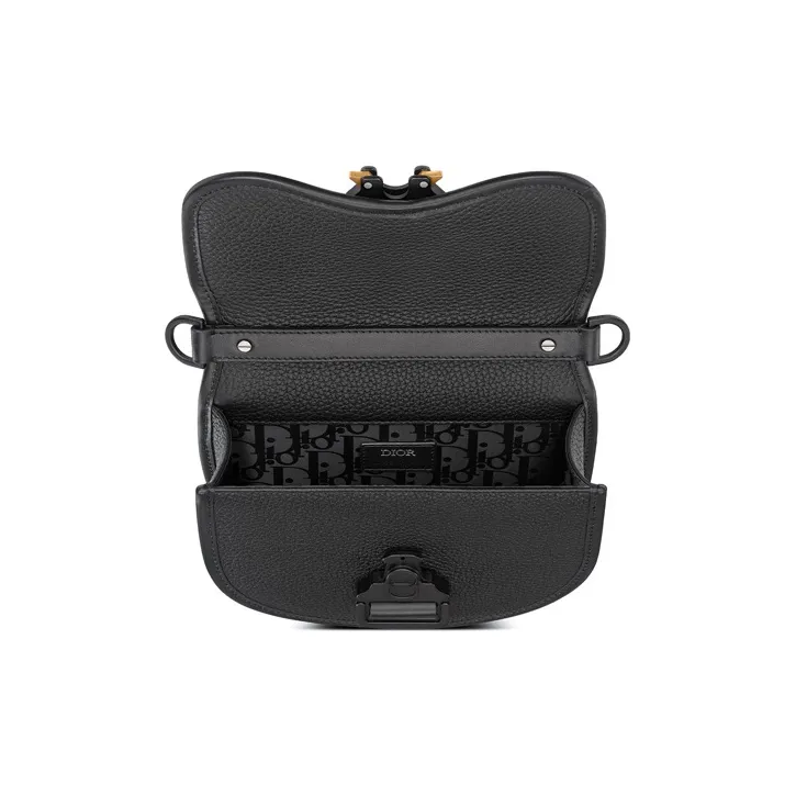 DIOR Grained Calfskin Messenger Bag, Shoulder Bag, Crossbody Bag Men's Black-4