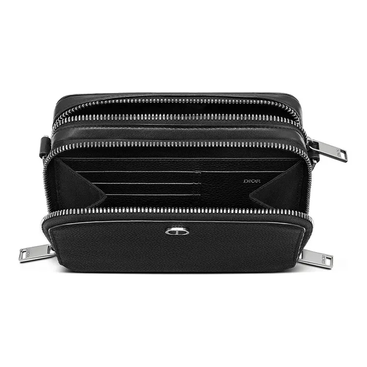 DIOR Grained Calfskin Shoulder Bag, Crossbody Bag, Clutch Regular Men's Black-3