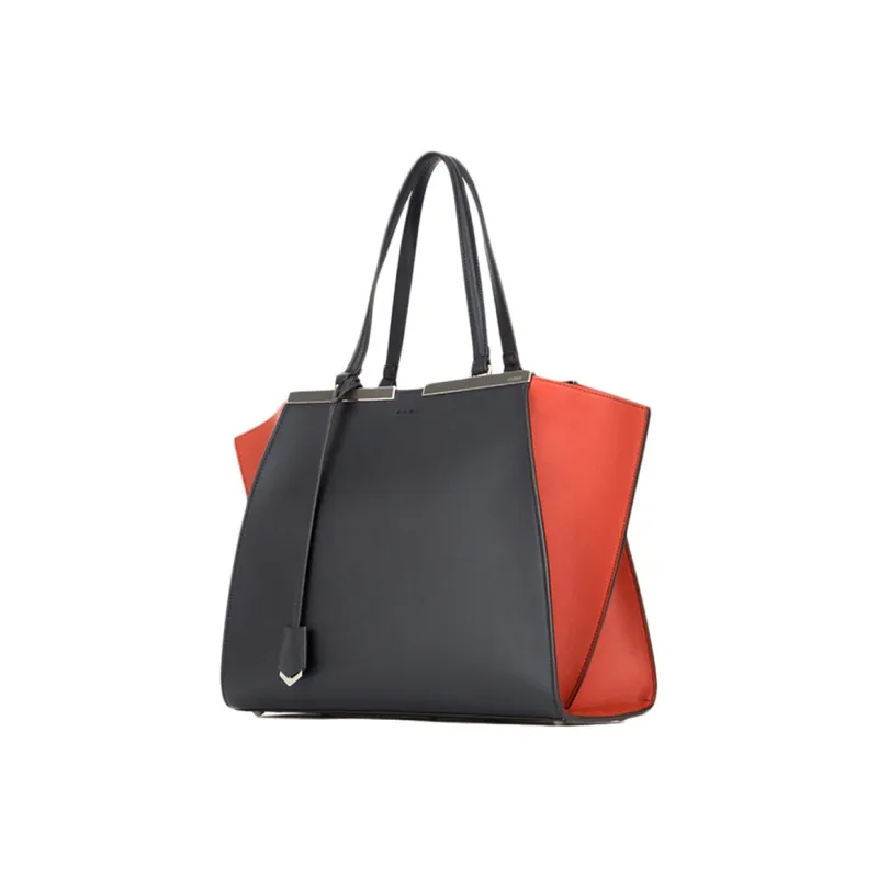 FENDI Cow Leather Tote Combo Bag One Shoulder Handbag Regular Women's Dark Gray/Red-1