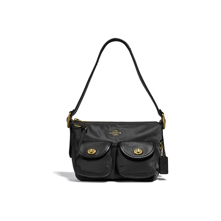COACH Cargo Nylon Double Pocket Handbag Shoulder Bag Women's Black-0