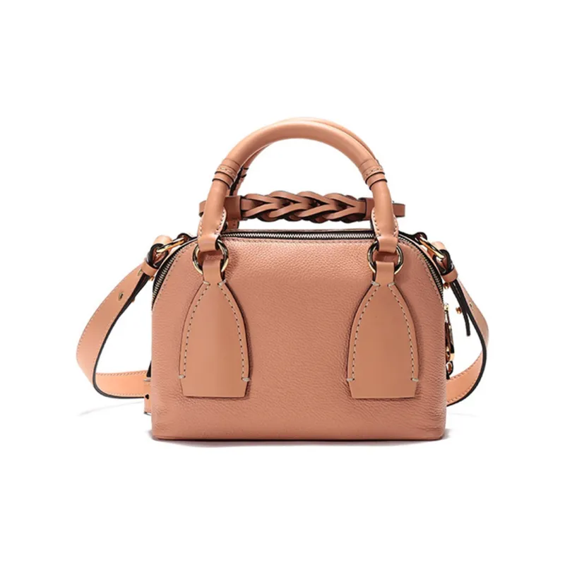 Chloe Cow Leather Portable Crossbody Bag, Shoulder Bag Trumpets Women's Peach Blossom Orange-3