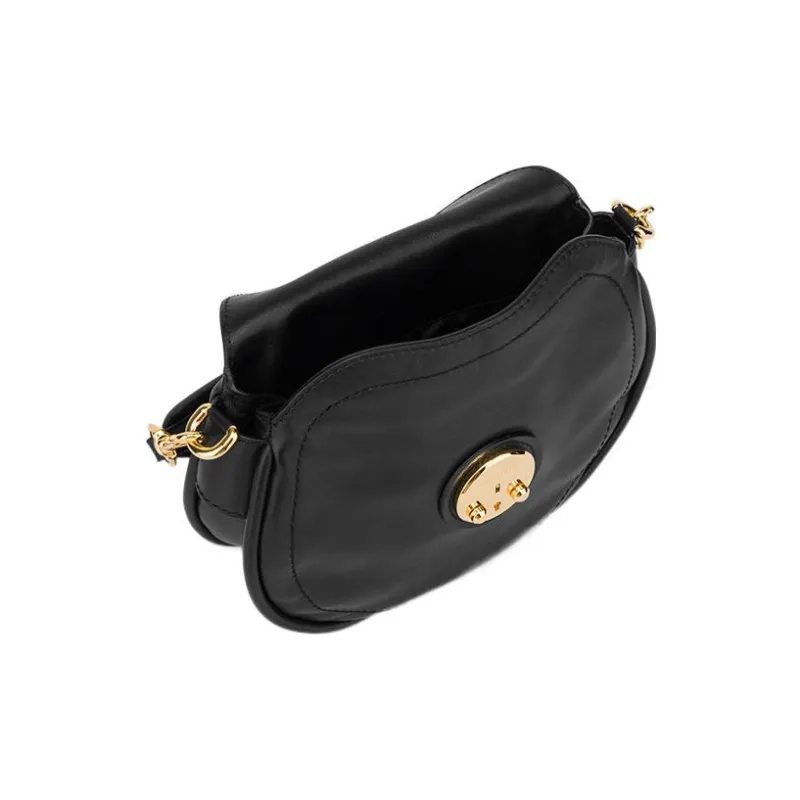 MOSCHINO Teddy Cow Leather Hobo Bag, Shoulder Bag, Handbag Small Size Women's Black-1