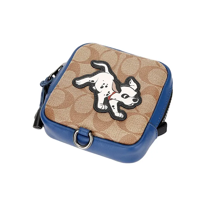 COACH Disney Collaboration Pouch Coated Canvas With Leather Clutch Card Holder Coin Purse Mini Men's Navy Admiral Blue-5