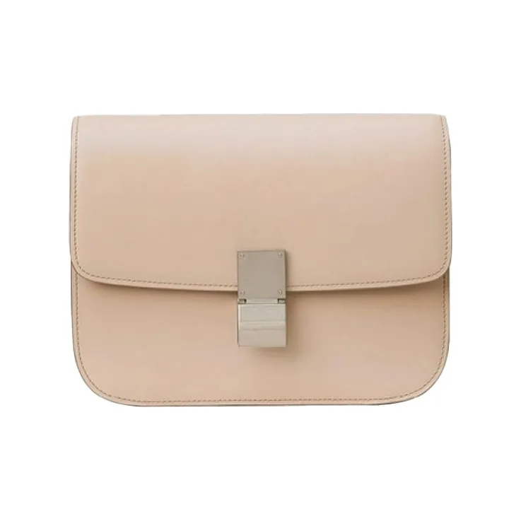 CELINE Classic Bo Calfskin Tofu Bag Block Handbag Shoulder Bag Crossbody Bag Medium Size Women's Nude Pink-0