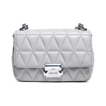 MICHAEL KORS Sloan Leather Shoulder Bag, Crossbody Bag Small Size Women's Pearl Gray