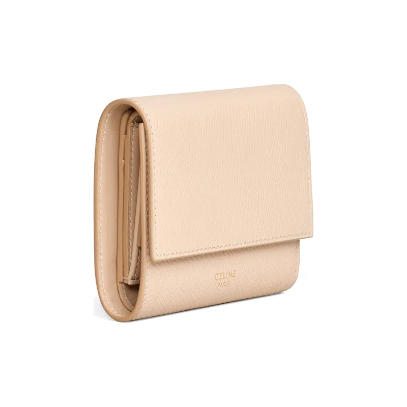 CELINE Classic Bo Grained Cow Leather Wallet Small Size Women's Nude-1