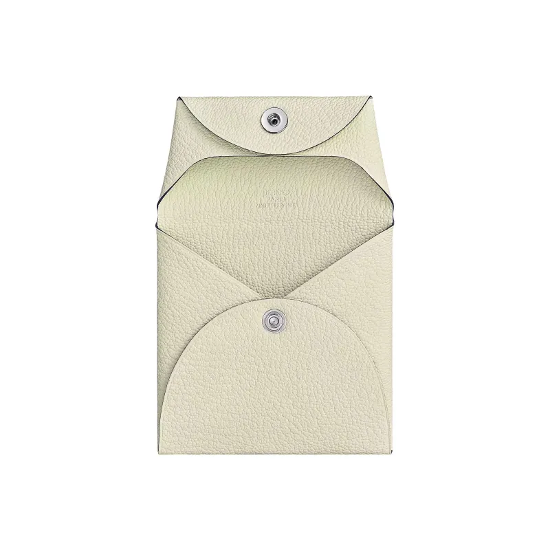 HERMES Bastia Sheepskin Coin Purses Card Holders Women's Cream White-1
