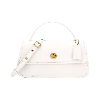 COACH Turnlock Leather Handbag Shoulder Bag Crossbody Bag Clutches Women's Pink White