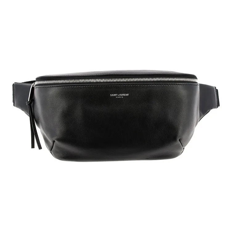 SAINT LAURENT Cow Leather Sling Bag, Fanny Pack Unisex Black-0