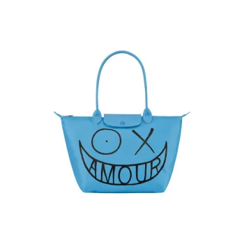 LONGCHAMP ANDRÉ Collaboration Le Pliage Canvas With Leather Dumpling Bag Canvas Bag Handbag Shoulder Bag Women's Blue