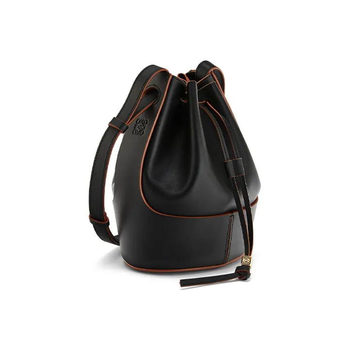 LOEWE Balloon Cow Leather Balloon Bag Drawstring Bag Shoulder Bag Crossbody Bag Small Size Women's Black-1