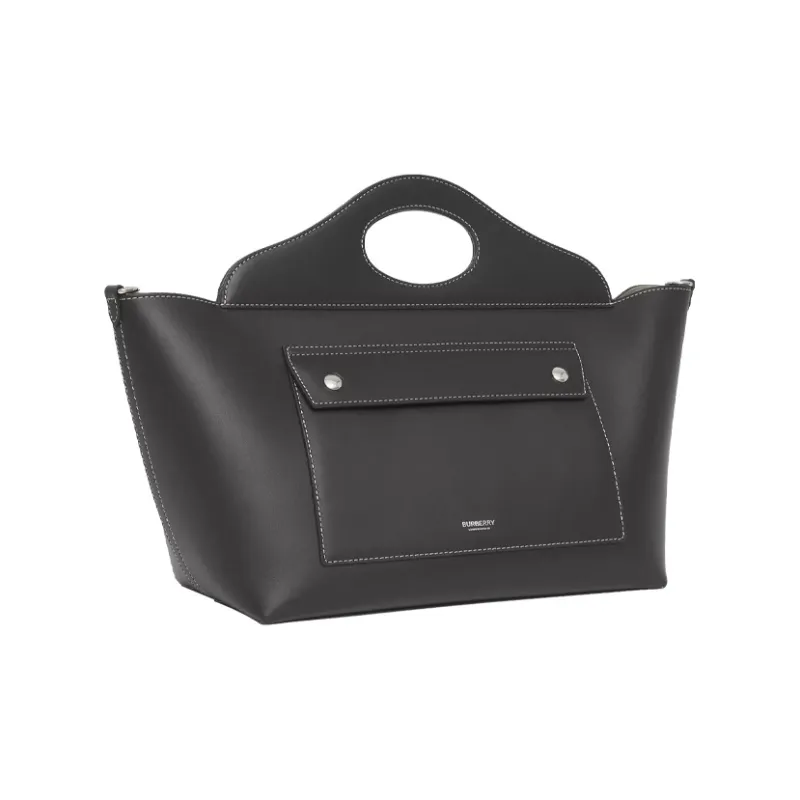 Burberry Pocket Bag Cow Leather Crossbody Bag, One Shoulder Handbag Women's Black-3