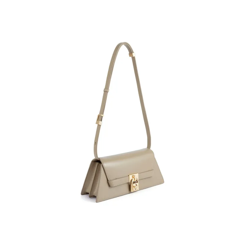 C.LI Cow Leather Baguette Shoulder Bag Women's Chestnut Mouse Brown-1