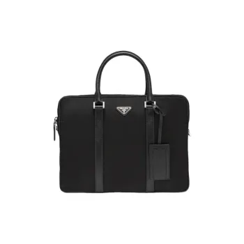PRADA Nylon And Leather Briefcase Shoulder Bag Crossbody Bag Handbag Men's Black