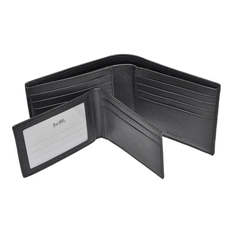 COACH 3 IN 1 Wallet Leather Wallet Men's Black Gray/Nude-2