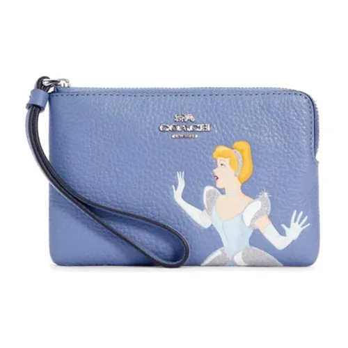 COACH Disney Collaboration Accordion Zip Recycled Glove Tanned Leather Wallet Womens Beige
