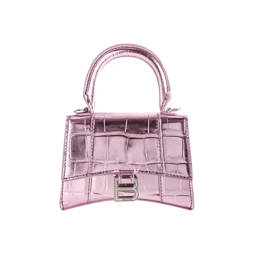 Balenciaga Cowhide Hourglass Handbag Mini Satchels Wmns  Pink