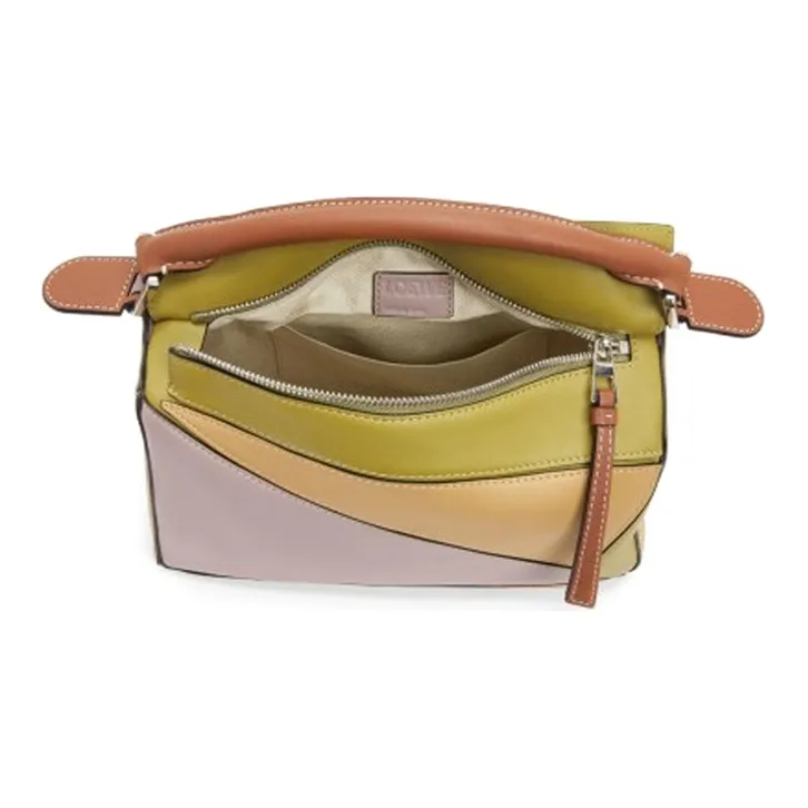 LOEWE Puzzle Calfskin Handbag Shoulder Bag Crossbody Bag Small Size Women's Light Purple With Gold Accents-5
