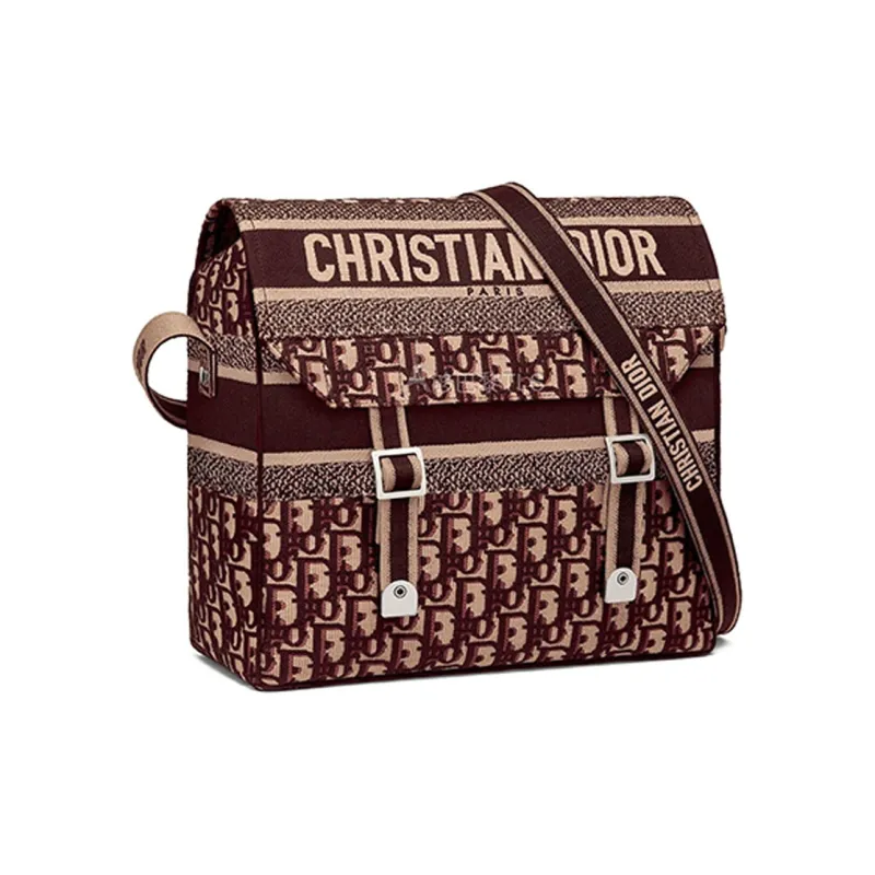 DIOR DiorCamp Canvas Vintage Preppy Style Messenger Bag Shoulder Bag Crossbody Bag Regular Women's Burgundy-1