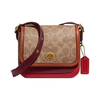 COACH Canvas Crossbody Bag, Shoulder Bag Women's Red, Brown & Multicolor