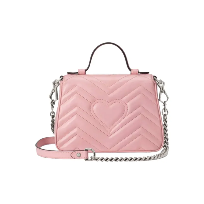 GUCCI Marmont Leather Messenger Bag, Crossbody Handbag, Shoulder Bag Mini Women's Pink Candy Color Unicorn-1