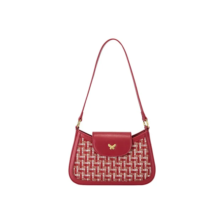 JONBAG Synthetic Leather Wedding Bag, Underarm Shoulder Bag, Handbag, Crossbody Bag Medium Size Women's Red-1