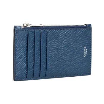 CELINE Cow Leather Card Holder Men's Navy