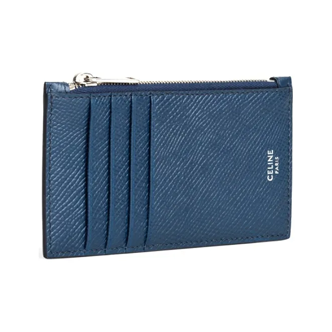 CELINE Cow Leather Card Holder Men's Navy-0