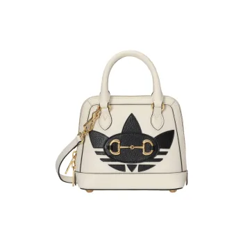 GUCCI Horsebit 1955 Leather Handbag Mini Women's White