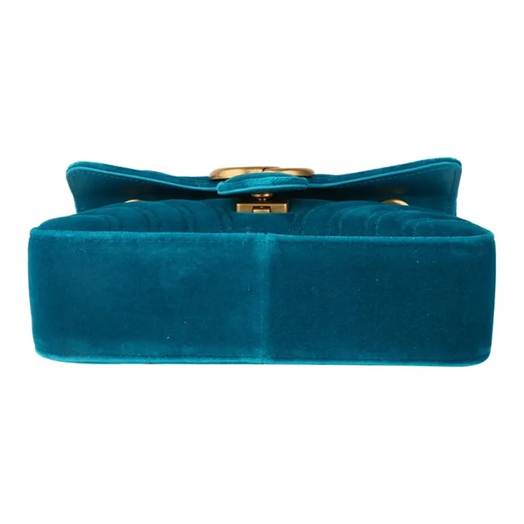 GUCCI GG Marmont Velvet Crossbody Bag Shoulder Bag Women's Peacock Blue-3