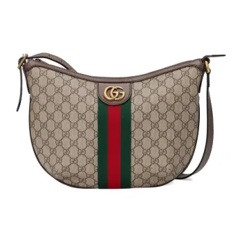 GUCCI Ophidia Canvas With Leather Dumpling Bag, Crescent Bag, Crossbody Bag, Shoulder Bag Small Size Women's