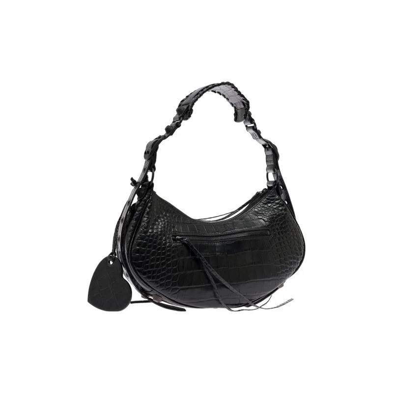 Balenciaga Le Cagole Calfskin Biker Bag Dumpling Handbag Medium Size Women's Black-1