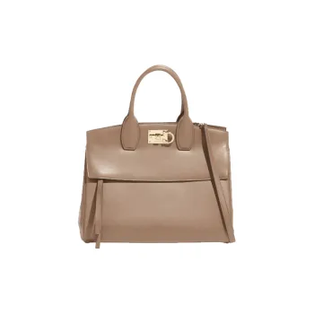 FERRAGAMO Studio Series Cow Leather Handbag Medium Size Women's Earth Tone