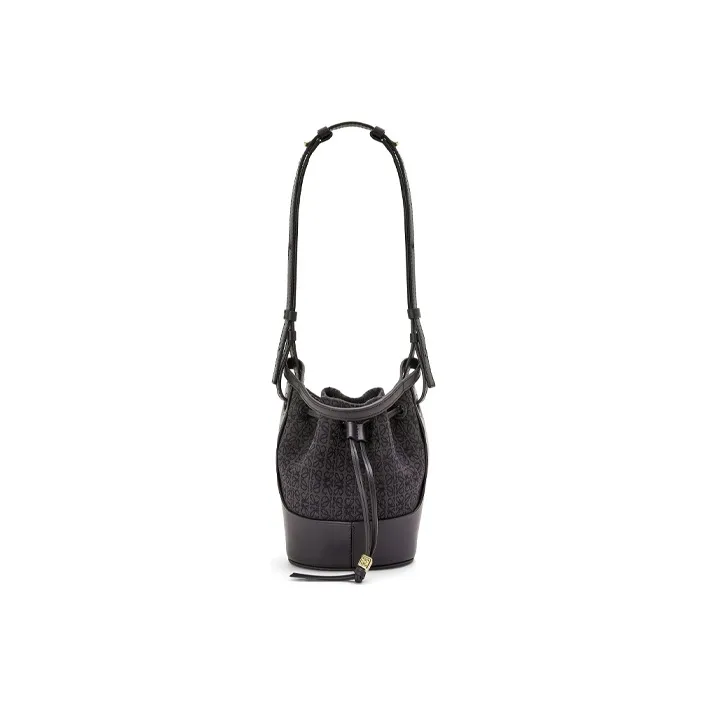 LOEWE Balloon Jacquard Fabric With Cow Leather Portable Crossbody Bag Shoulder Bag Women's Black-3