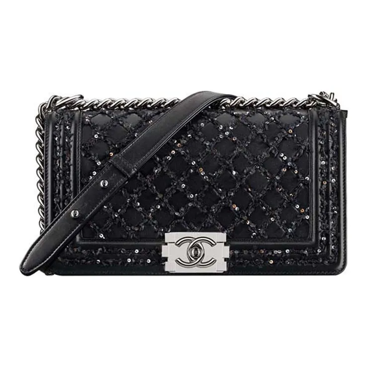 CHANEL Leboy Lambskin Chain Bag, Shoulder Bag Women's Black-1