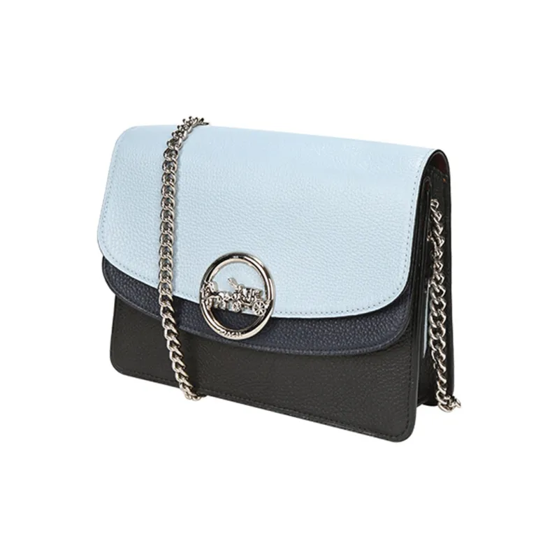 COACH Jade Cow Leather Shoulder Bag Crossbody Bag Handbag Small Size Women's Blue-3
