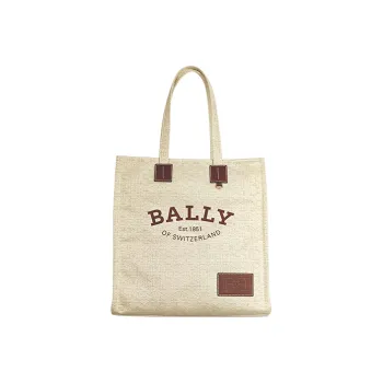BALLY Crystalia Cotton Tote Bag, Shopping Bag, Canvas Bag, Handbag Regular Unisex Beige