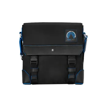MONTBLANC Nylon Patchwork Eco Friendly Leather Envelope Bag, Shoulder Bag, Crossbody Bag Men's Black & Blue