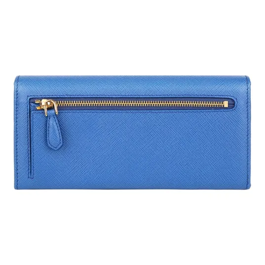 PRADA Cowhide Leather Wallet Women's Blue-2