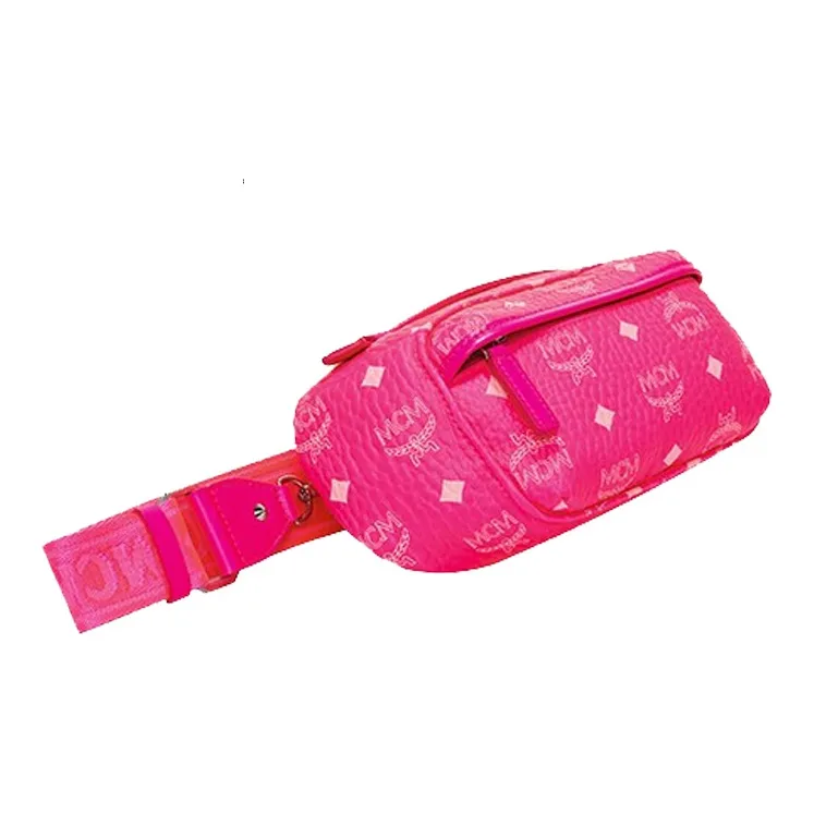 MCM Essential Visetos Origina Fabric Fanny Pack Crossbody Bags Small Size Women's Pink-1