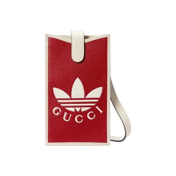 GUCCI Adidas Collaboration Leather Cell Phone Pouch Shoulder Bag Crossbody Bag Men's Red