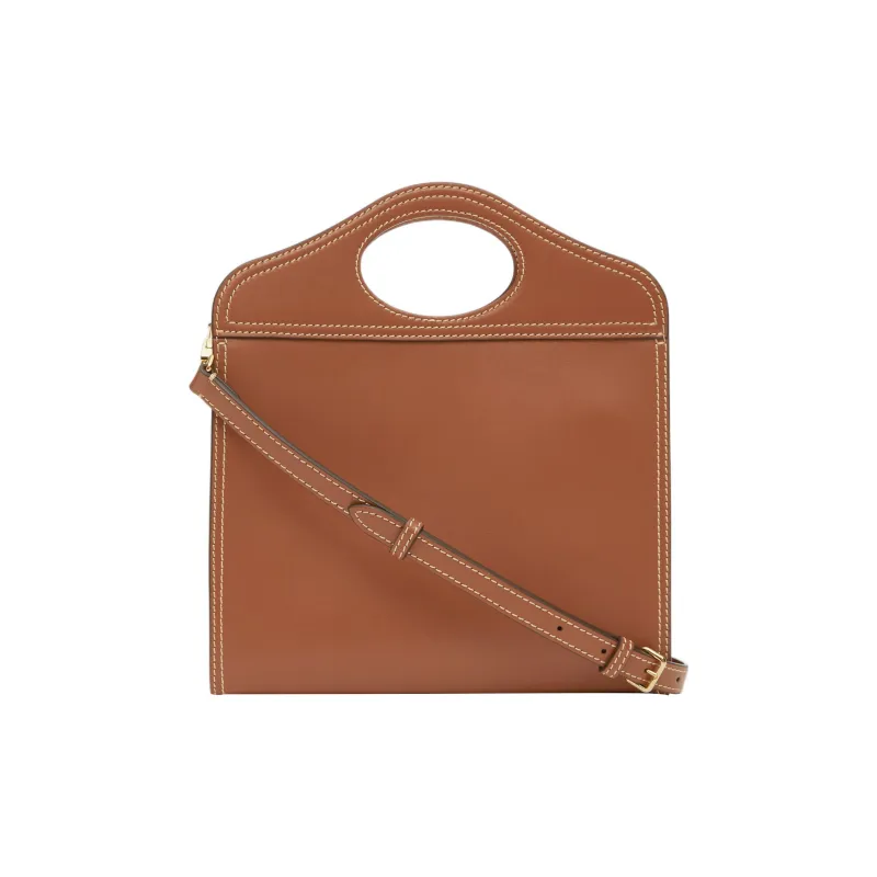 Burberry Pocket Bag Leather Tote Bag Shopping Bag Shoulder Bag Crossbody Bag Handbag Medium Size Women's Brown-4