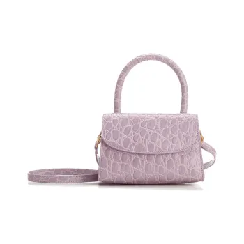 By Far Croco Leather Crossbody Bag, Cell Phone Pouch, Handbag, Clutch Mini Women's Lilac Purple