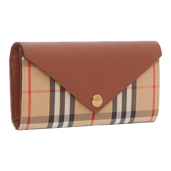 Burberry Leather Envelope Bag Wallets Women's Tan-1