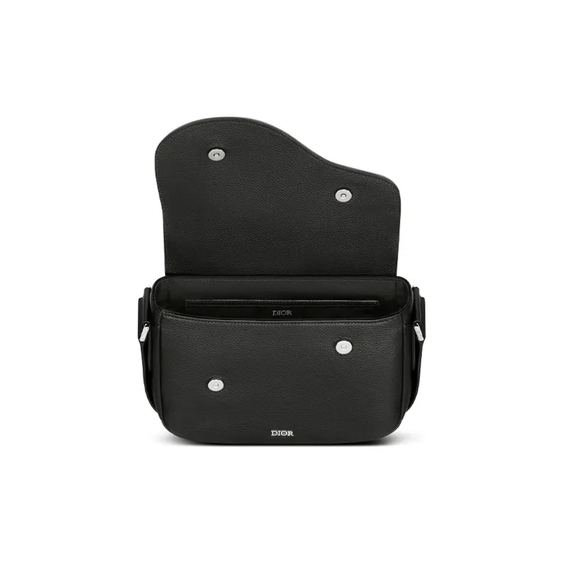DIOR Cow Leather Saddle Bag Messenger Bag Crossbody Bag Shoulder Bag Men's Black-2