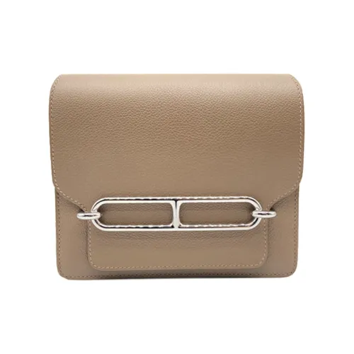 HERMES Roulis Leather Handheld Shoulder Bag Crossbody Bag Mini Women's D0 Beige De Weimar Milk Tea Brown