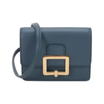 BALLY Leather Clutches Shoulder Bag Crossbody Bag Mini Women's Gray Blue
