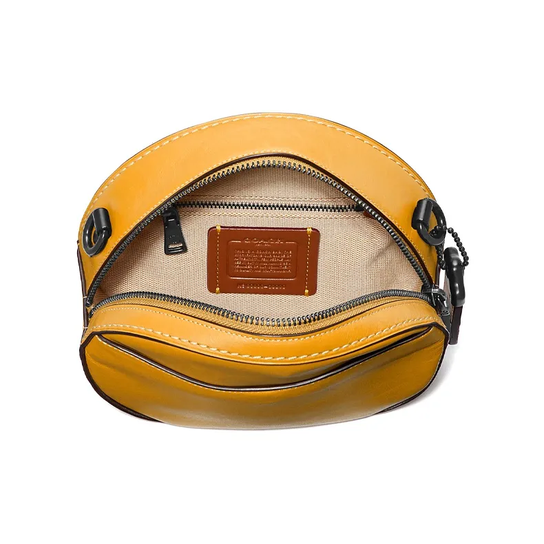 COACH Canteen Leather Round Shoulder Bag Crossbody Bag Small Size Women's Saffron-2